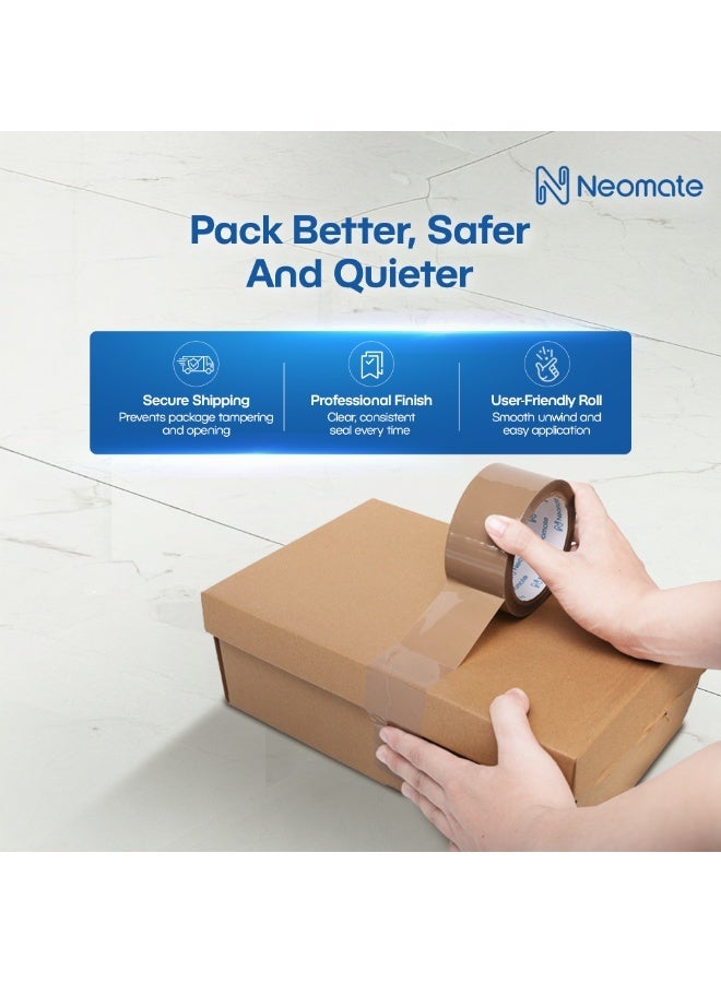 Neomate Low Noise Brown BOPP Packaging Tape | 48mm x 50m, Pack of 2 |Heavy-Duty Durable Tan Tape for Packaging, DIY - Image 4